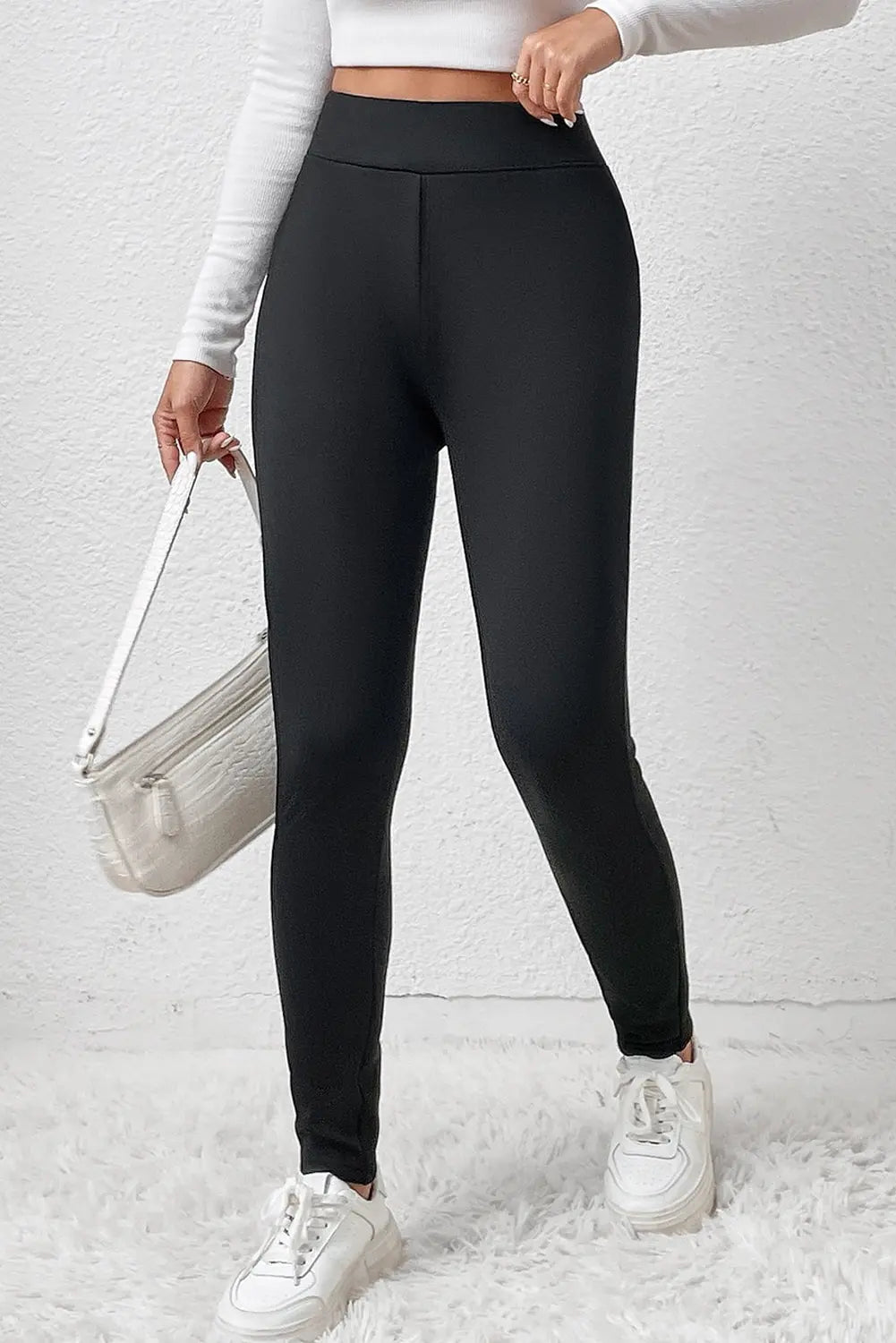 Black Fleece Lining Winter High Waist Leggings eAura