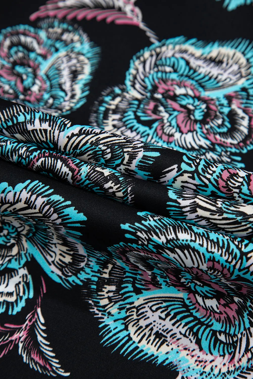 Black Floral Print Lapel Collar Loose Shirt Mini Dress Beagle Boutique Fashion Outlet