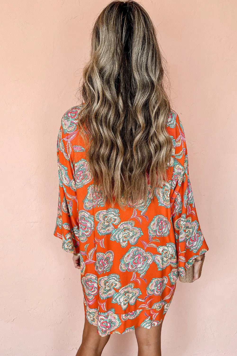 Black Floral Print Lapel Collar Loose Shirt Mini Dress Beagle Boutique Fashion Outlet