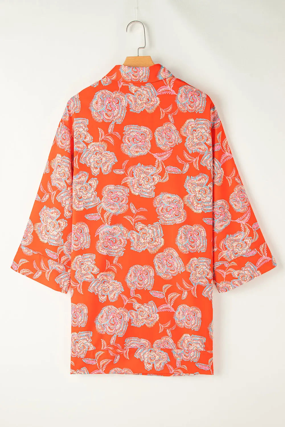 Black Floral Print Lapel Collar Loose Shirt Mini Dress Beagle Boutique Fashion Outlet