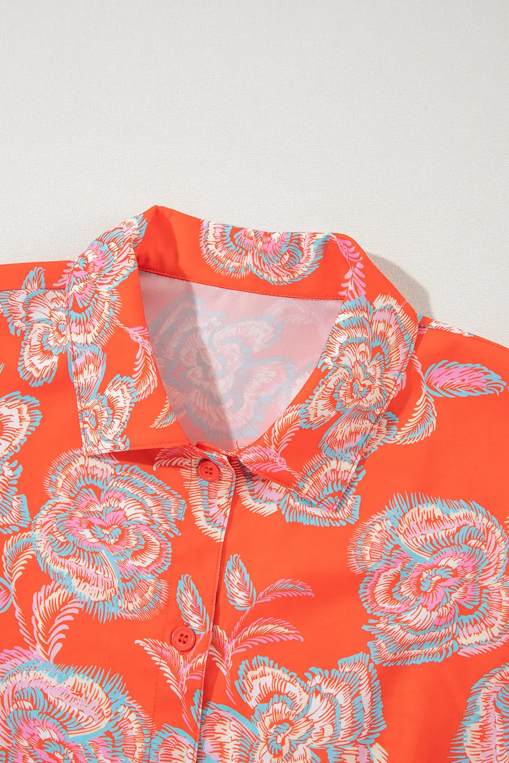 Black Floral Print Lapel Collar Loose Shirt Mini Dress Beagle Boutique Fashion Outlet