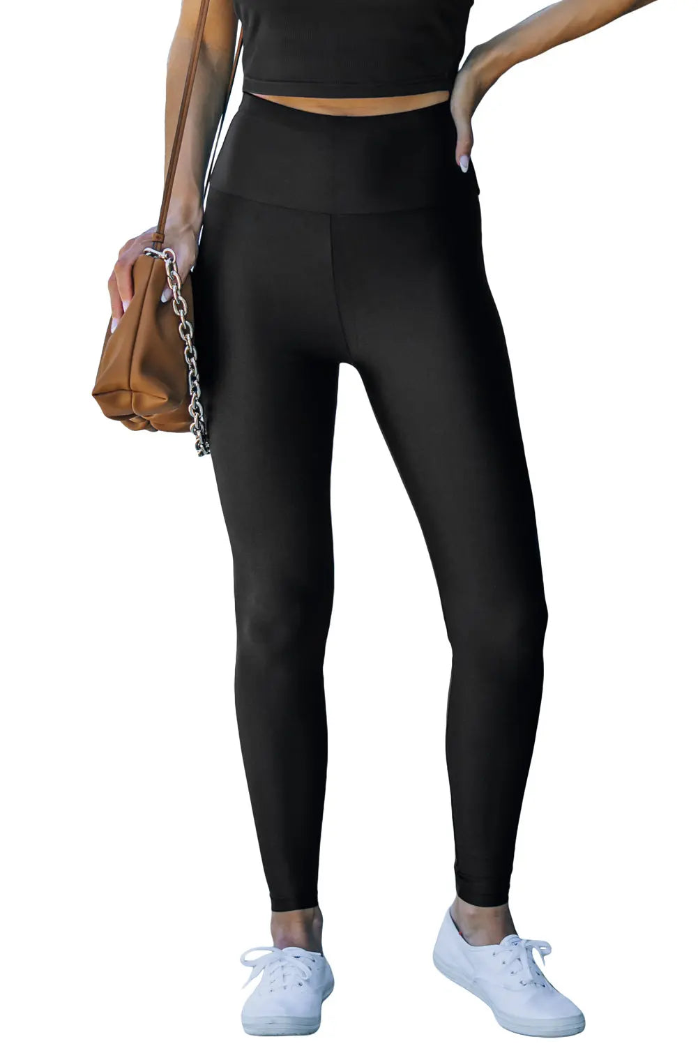 Black High Rise Tight Leggings with Waist Cincher eAura