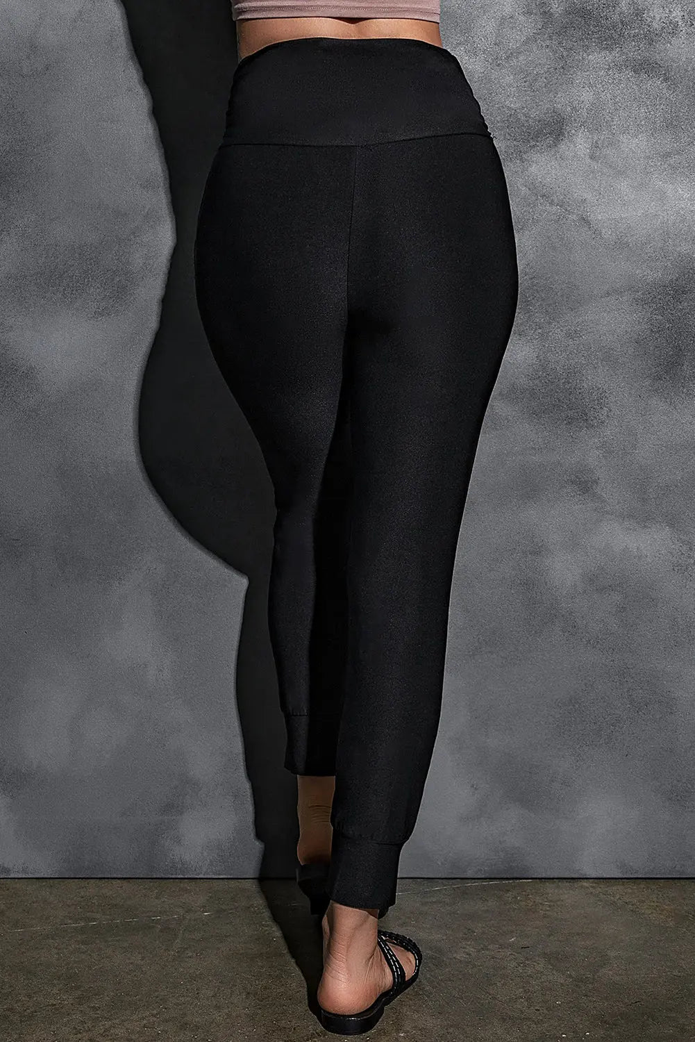 Black High Waist Pleated Pocket Leggings eAura