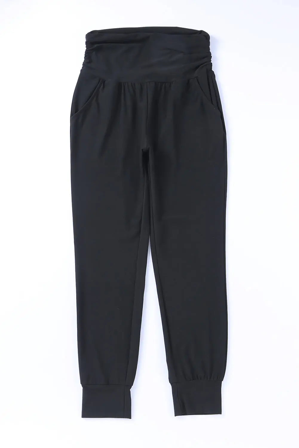 Black High Waist Pleated Pocket Leggings eAura