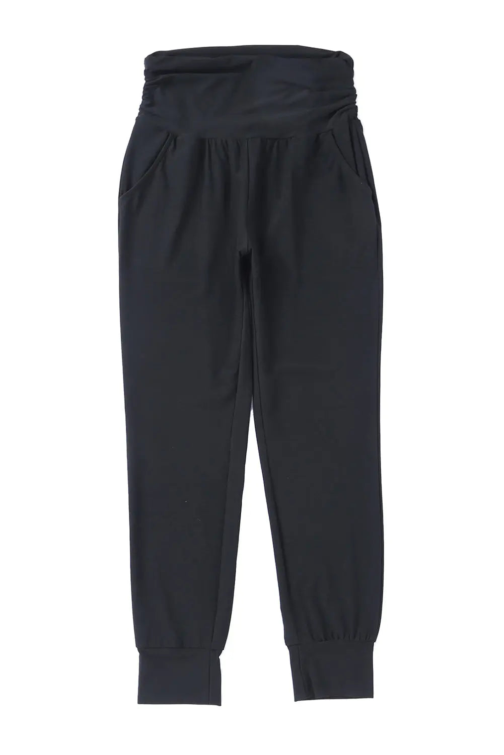 Black High Waist Pleated Pocket Leggings eAura