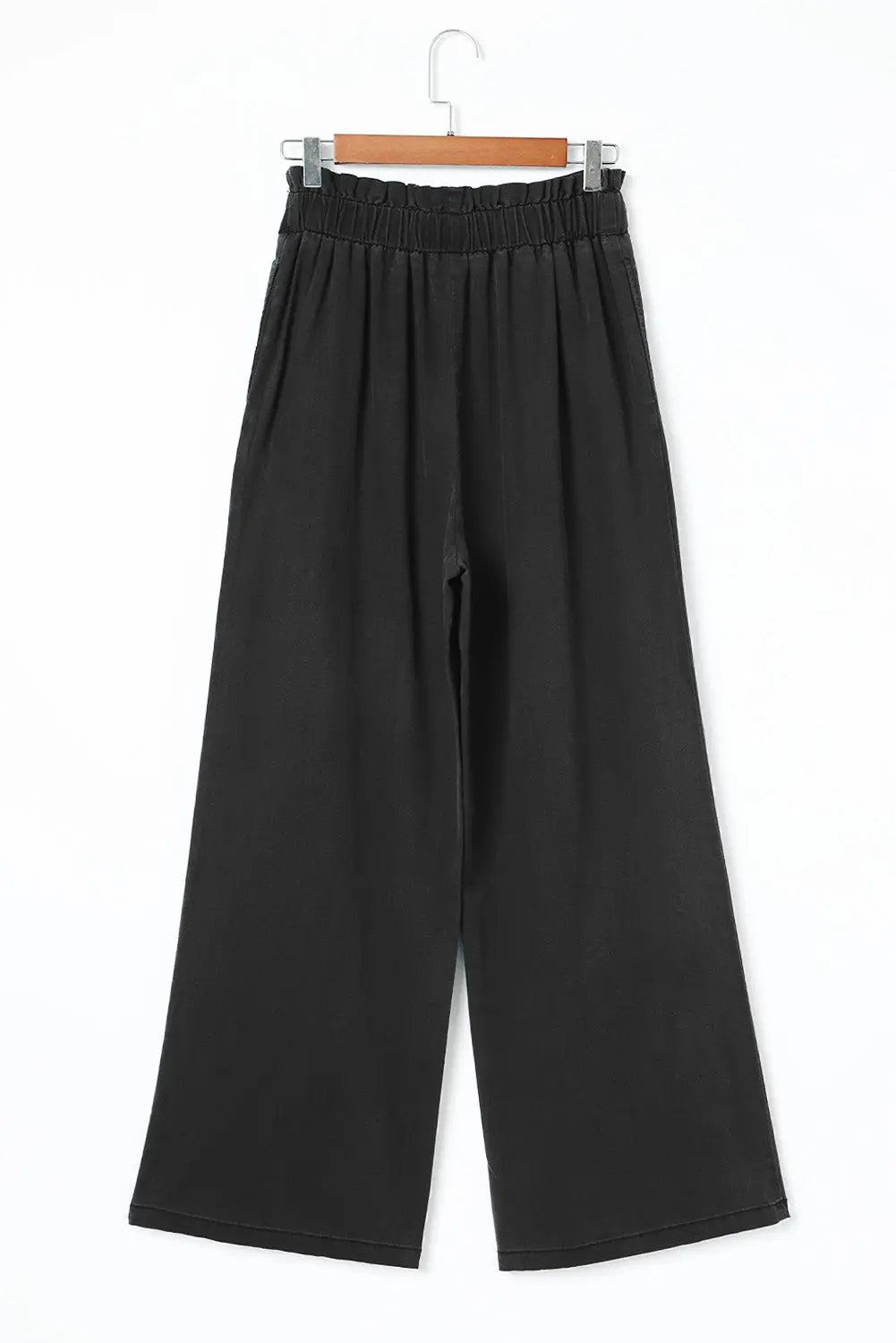 Black High Waist Pocketed Wide Leg Tencel Jeans eAura