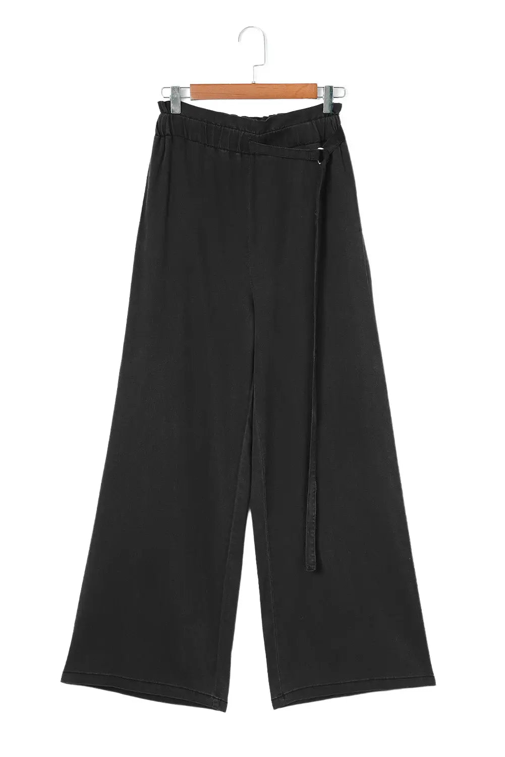 Black High Waist Pocketed Wide Leg Tencel Jeans eAura