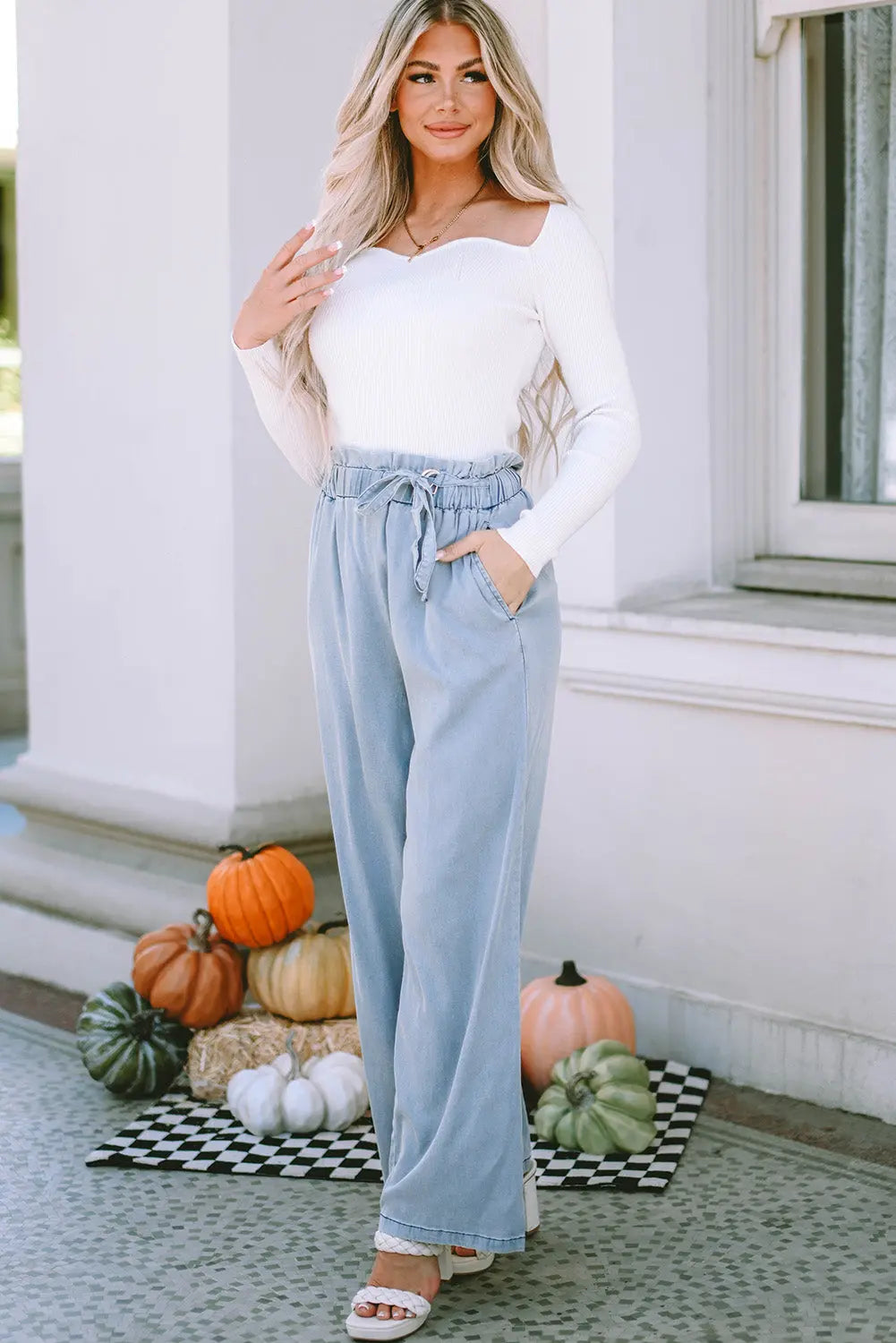 Black High Waist Pocketed Wide Leg Tencel Jeans eAura