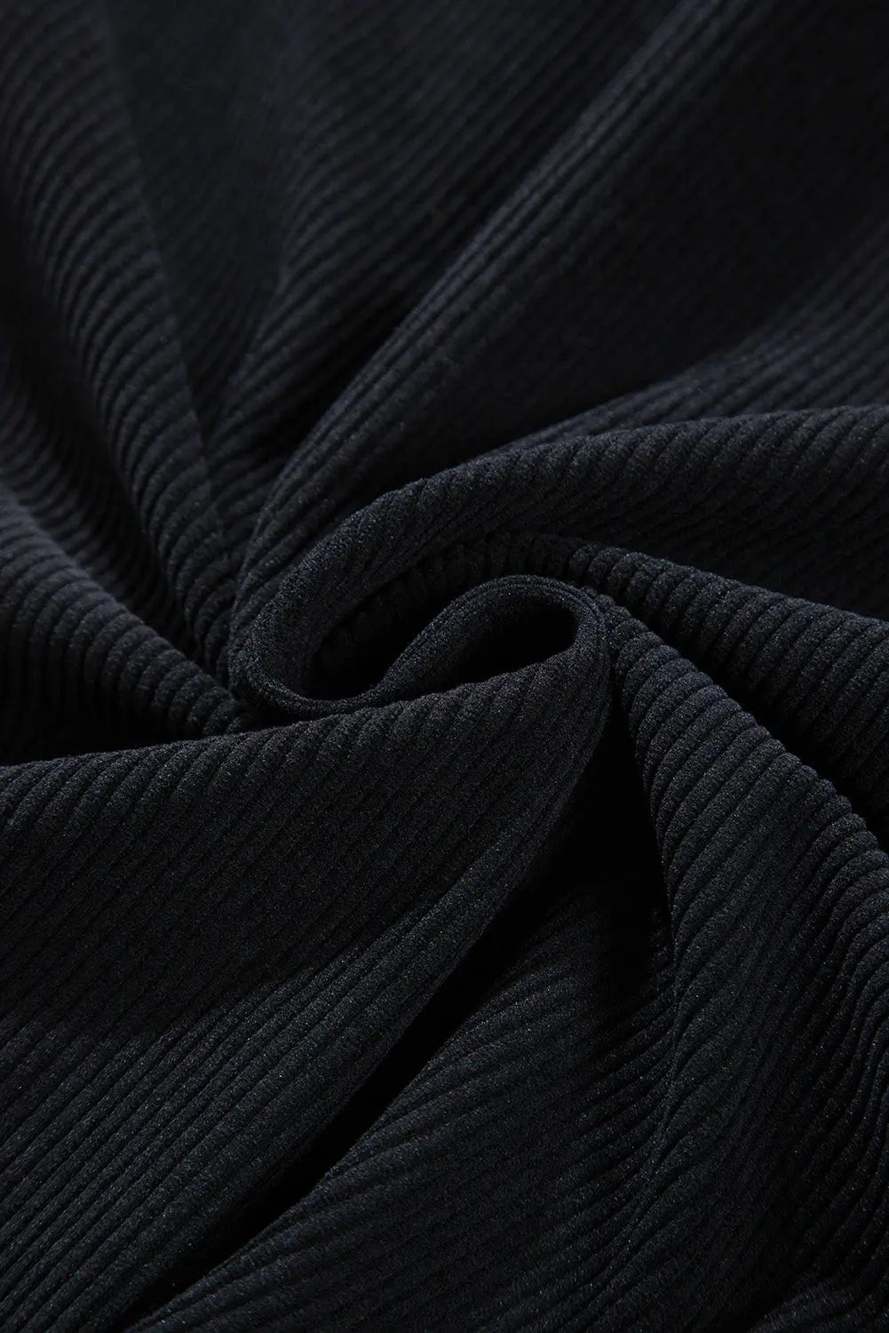 Black Hooded Drawstring Pockets Corduroy Shacket - eAura