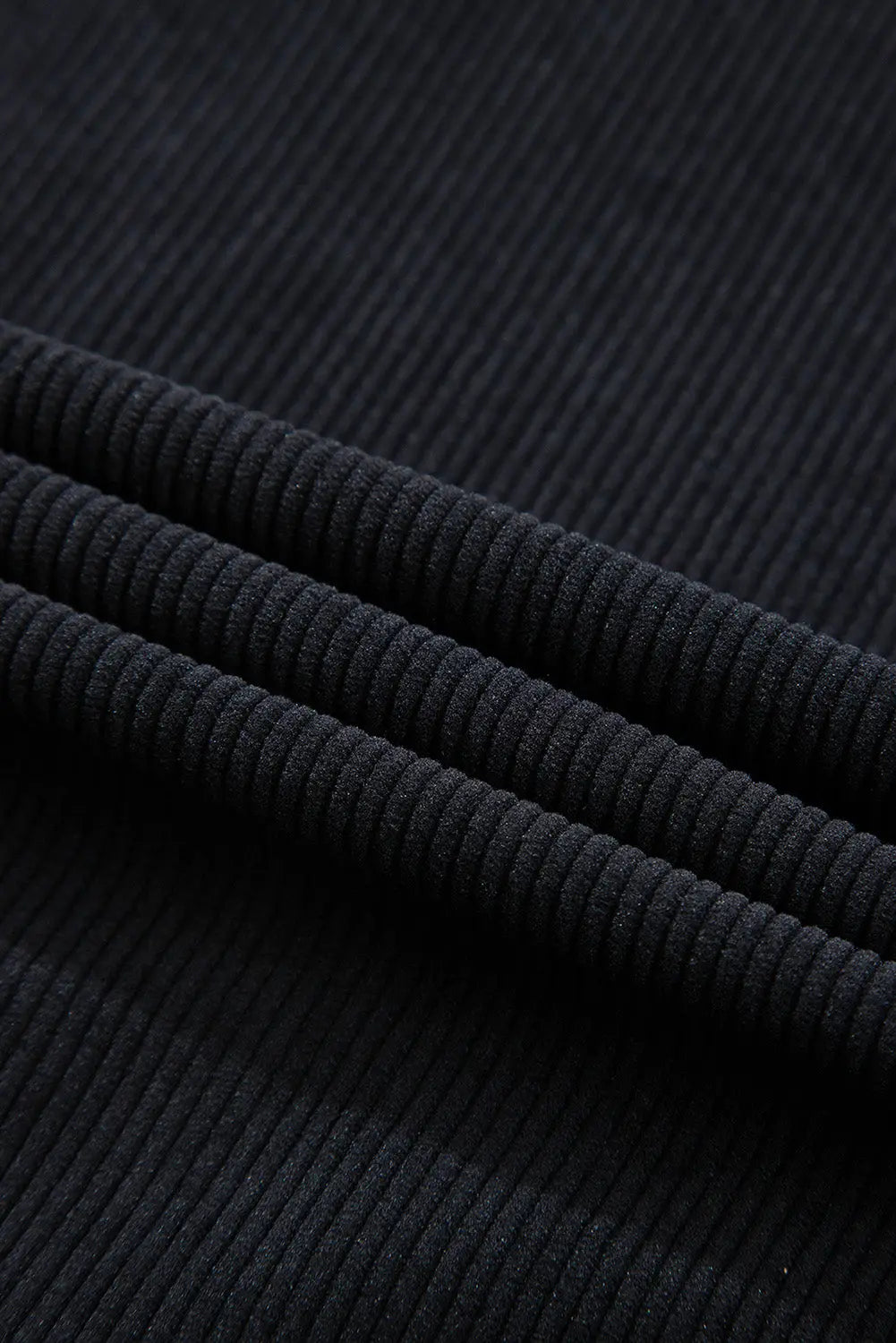 Black Hooded Drawstring Pockets Corduroy Shacket - eAura