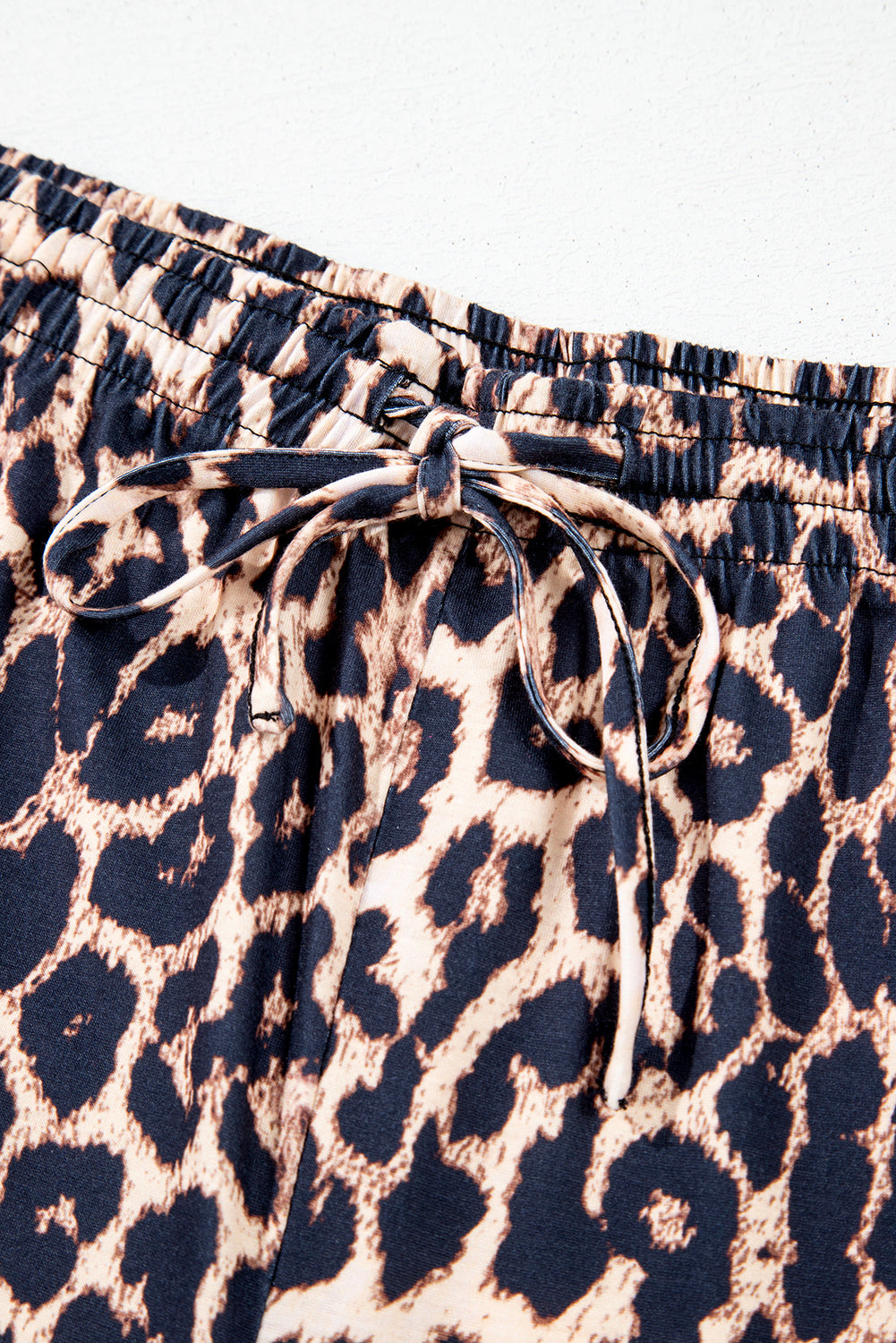 Black Leopard Patched Pocket Long Sleeve Top Plus Size Trousers Set - eAura