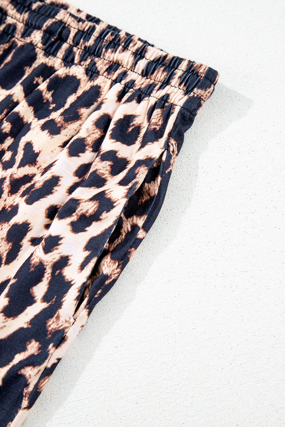 Black Leopard Patched Pocket Long Sleeve Top Plus Size Trousers Set - eAura