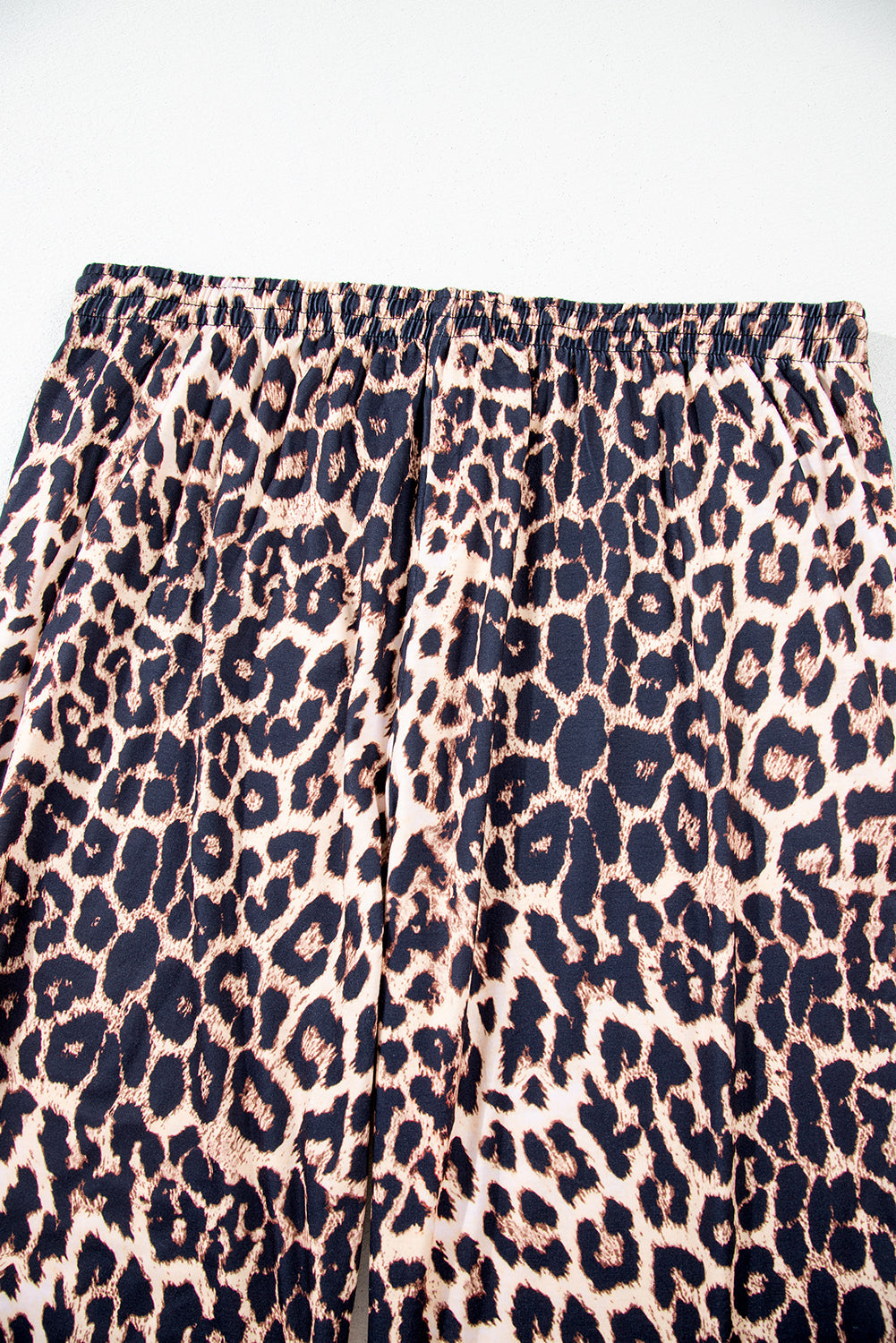 Black Leopard Patched Pocket Long Sleeve Top Plus Size Trousers Set - eAura