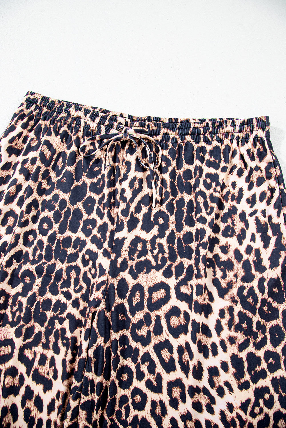 Black Leopard Patched Pocket Long Sleeve Top Plus Size Trousers Set - eAura