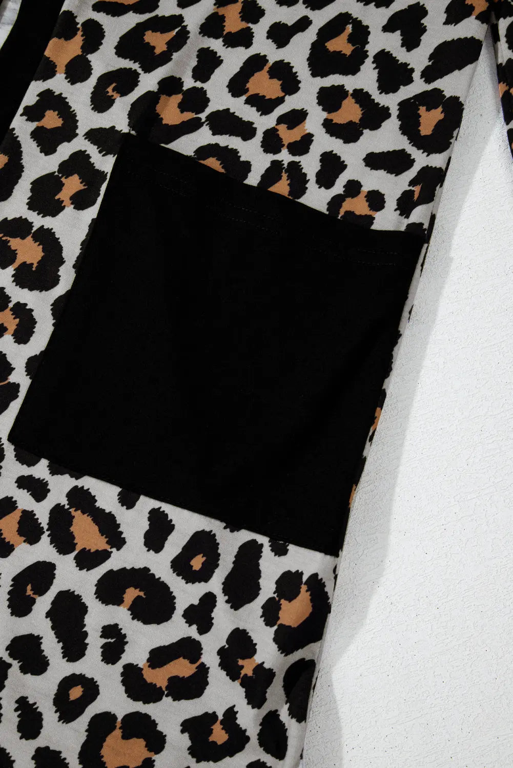 Black Leopard Patched Pocket Open Front Cardigan Beagle Boutique Fashion Outlet