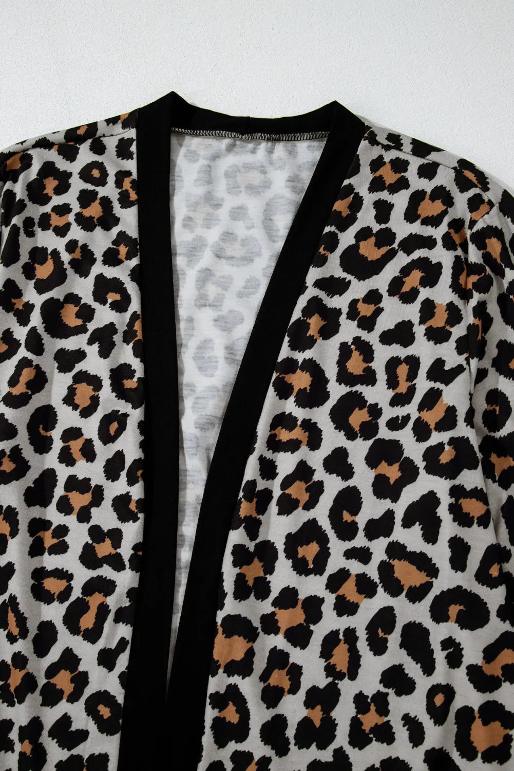 Black Leopard Patched Pocket Open Front Cardigan Beagle Boutique Fashion Outlet