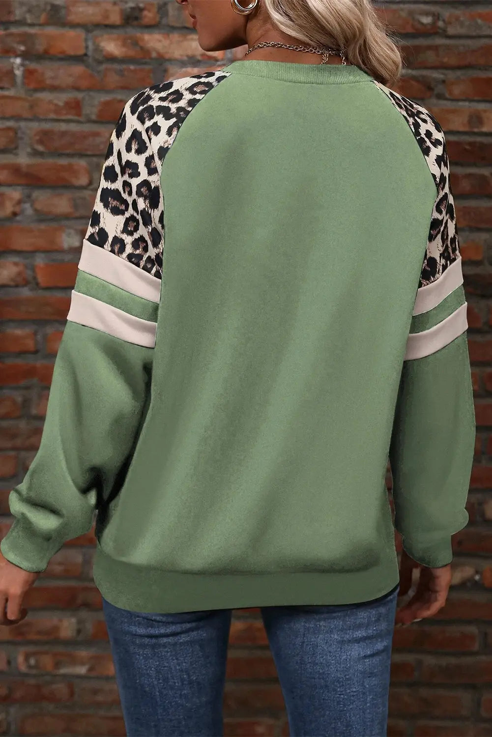 Black Leopard Print Colourblock Raglan Sleeve Sweatshirt Beagle Boutique Fashion Outlet