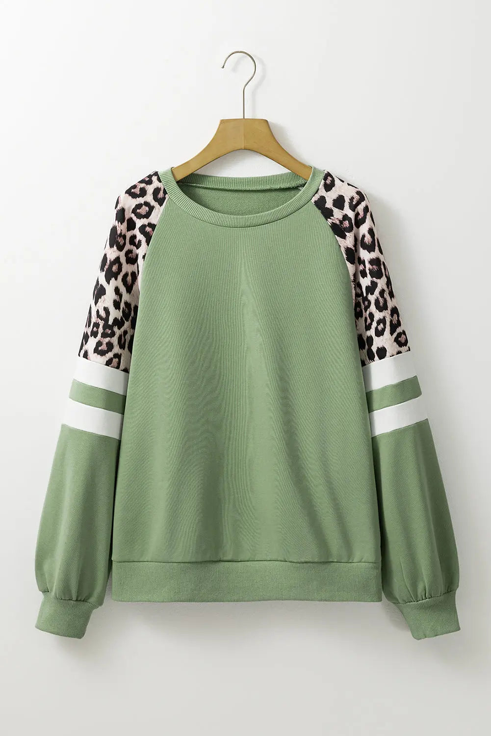 Black Leopard Print Colourblock Raglan Sleeve Sweatshirt Beagle Boutique Fashion Outlet