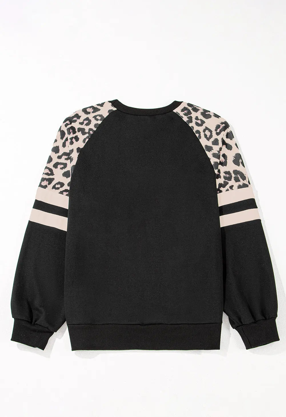 Black Leopard Print Colourblock Raglan Sleeve Sweatshirt Beagle Boutique Fashion Outlet