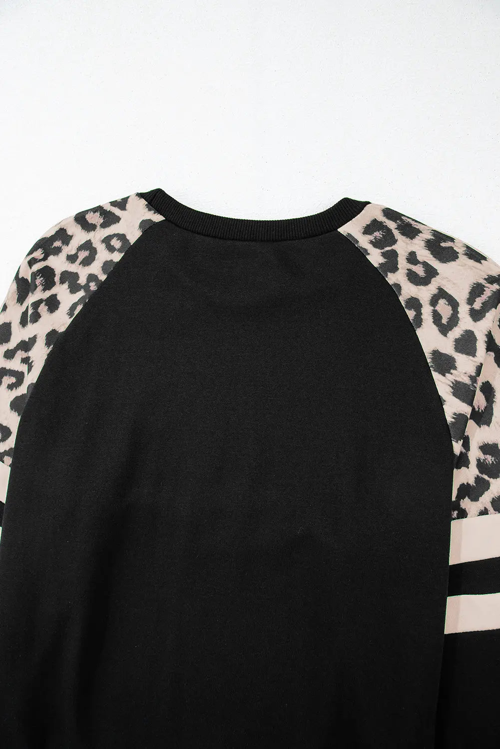 Black Leopard Print Colourblock Raglan Sleeve Sweatshirt Beagle Boutique Fashion Outlet