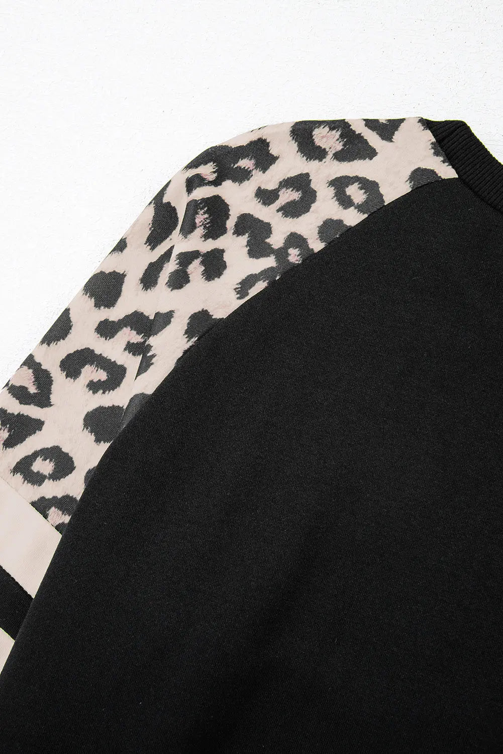 Black Leopard Print Colourblock Raglan Sleeve Sweatshirt Beagle Boutique Fashion Outlet