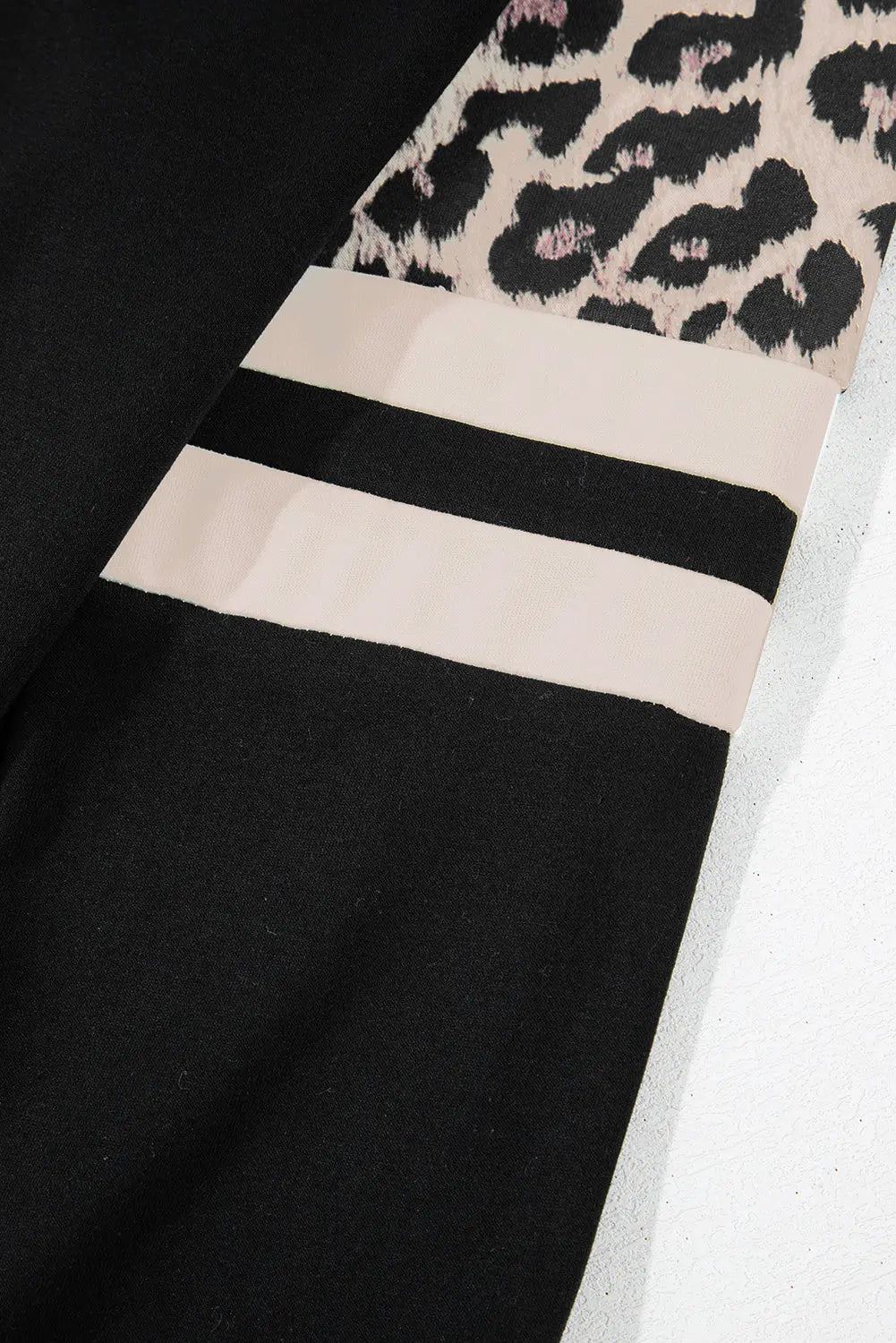 Black Leopard Print Colourblock Raglan Sleeve Sweatshirt Beagle Boutique Fashion Outlet