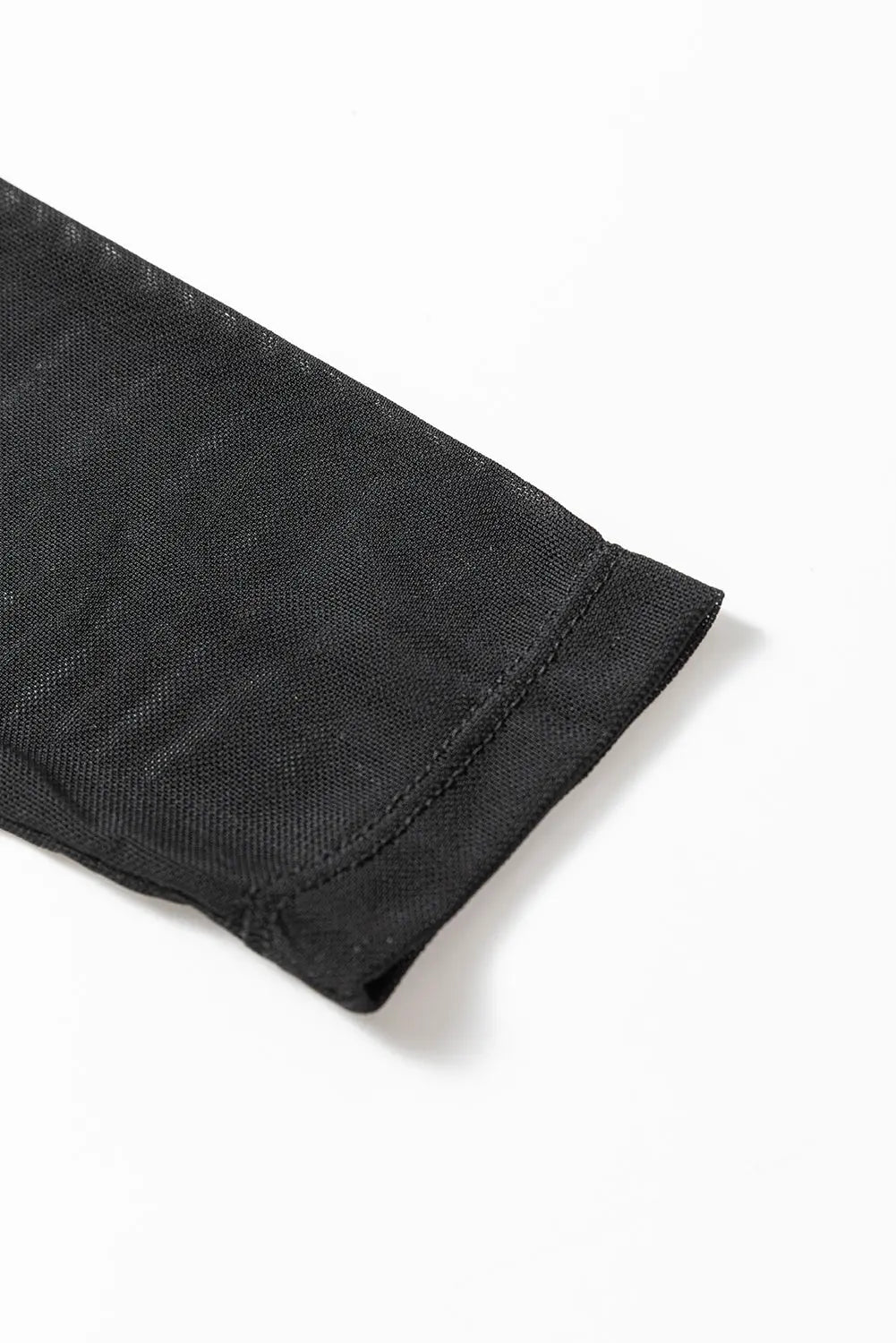 Black Mesh Long Sleeve Slim Fit Bodysuit - eAura