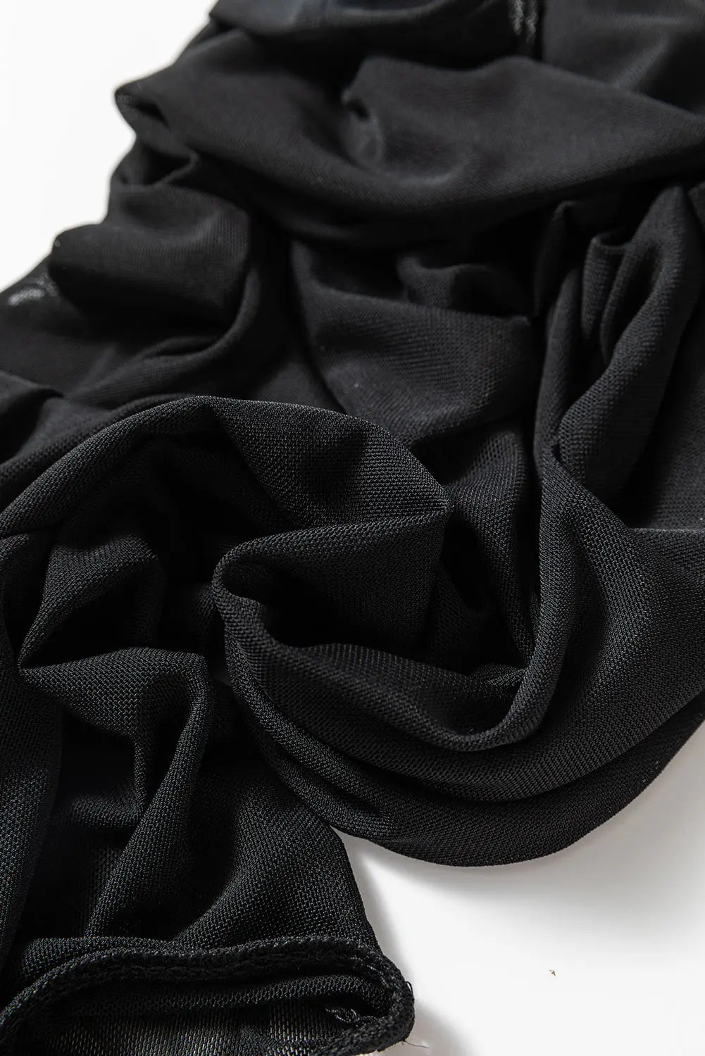 Black Mesh Long Sleeve Slim Fit Bodysuit - eAura