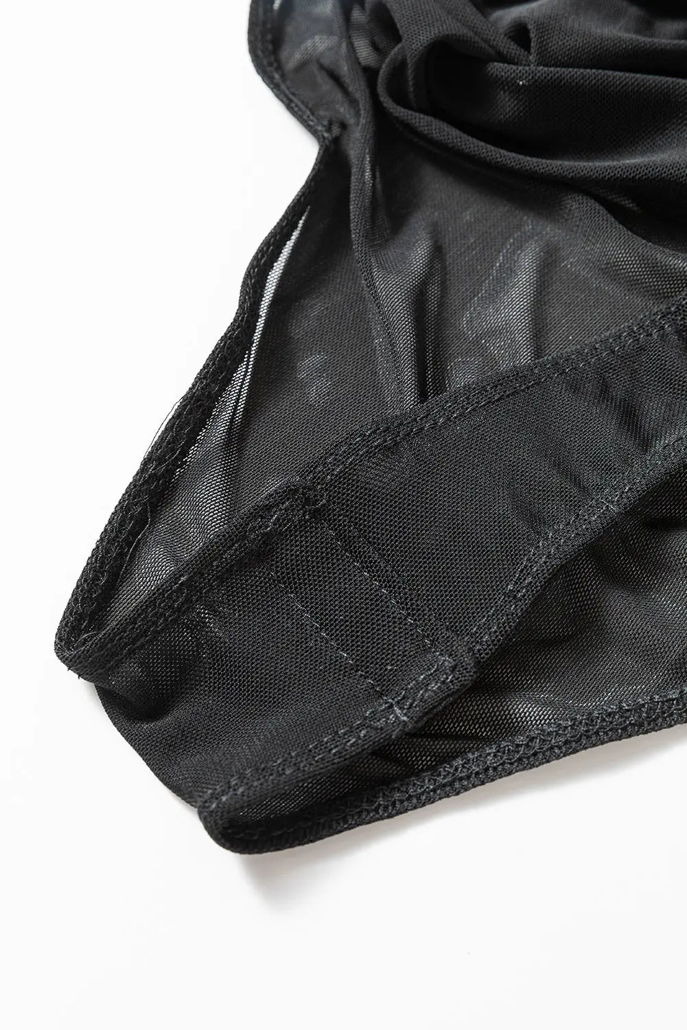 Black Mesh Long Sleeve Slim Fit Bodysuit - eAura