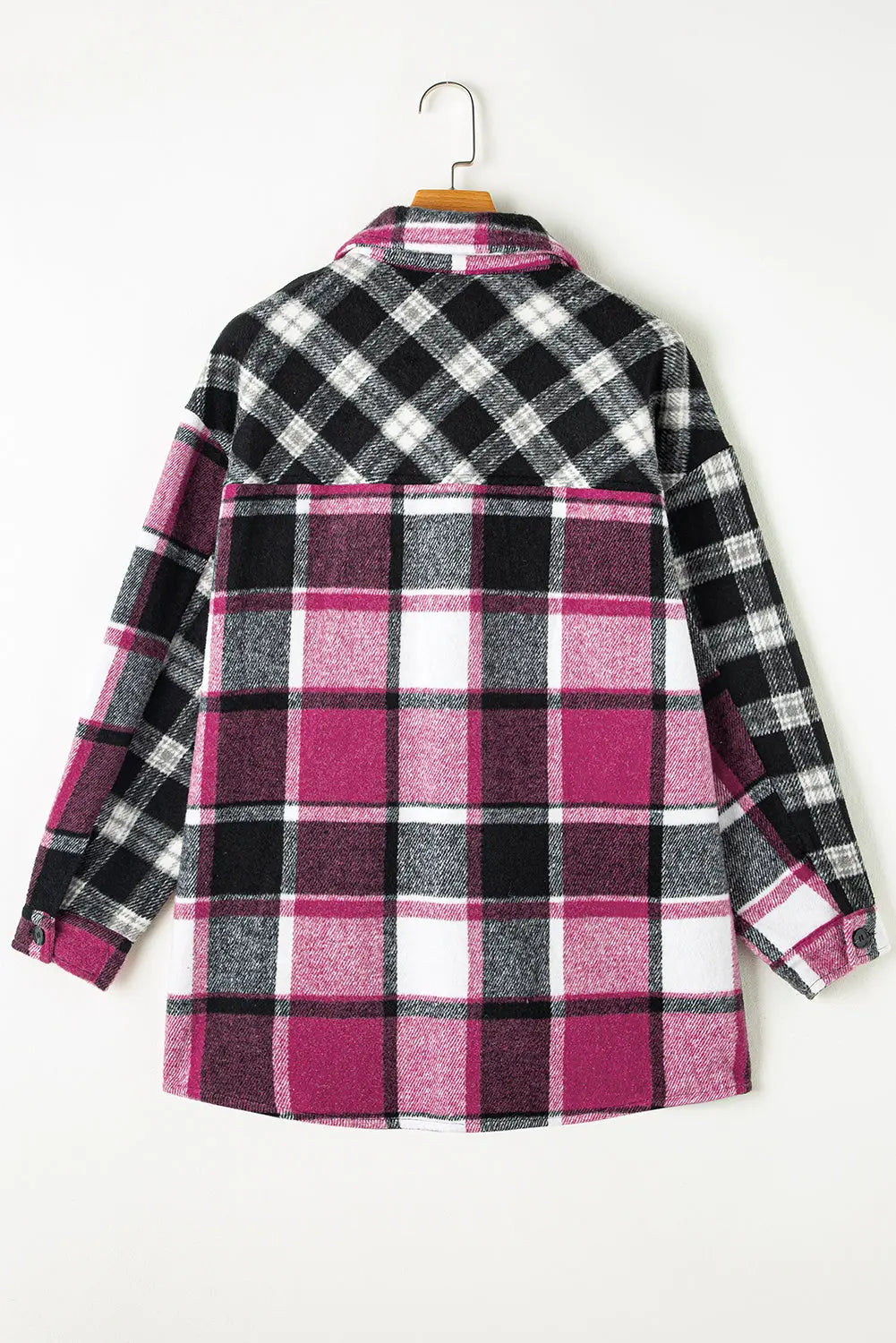 Black Plaid Colourblock Loose Shacket Beagle Boutique Fashion Outlet
