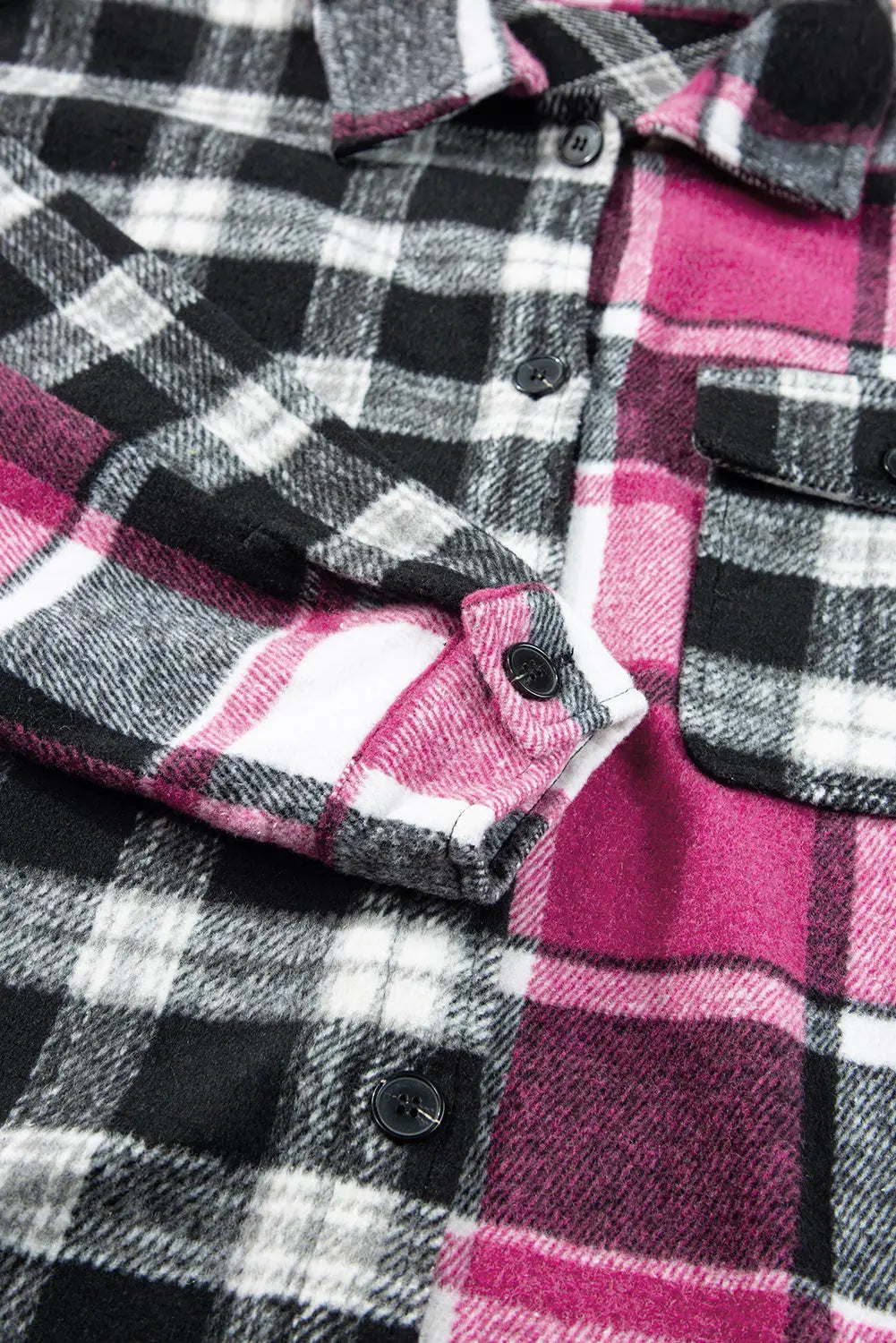 Black Plaid Colourblock Loose Shacket Beagle Boutique Fashion Outlet