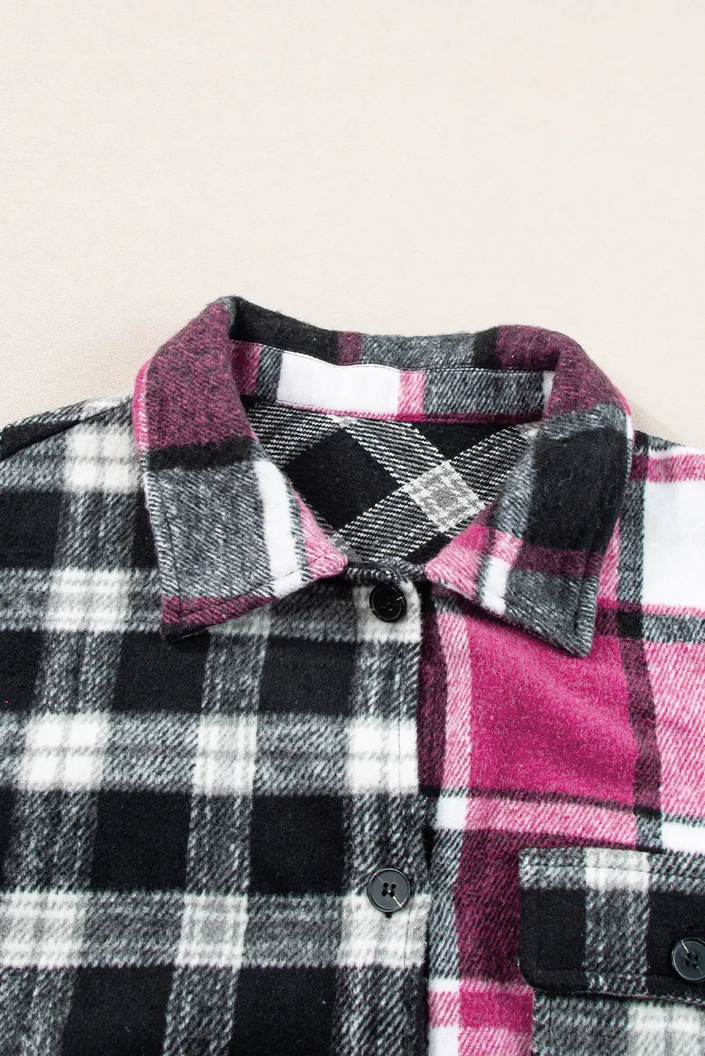 Black Plaid Colourblock Loose Shacket Beagle Boutique Fashion Outlet