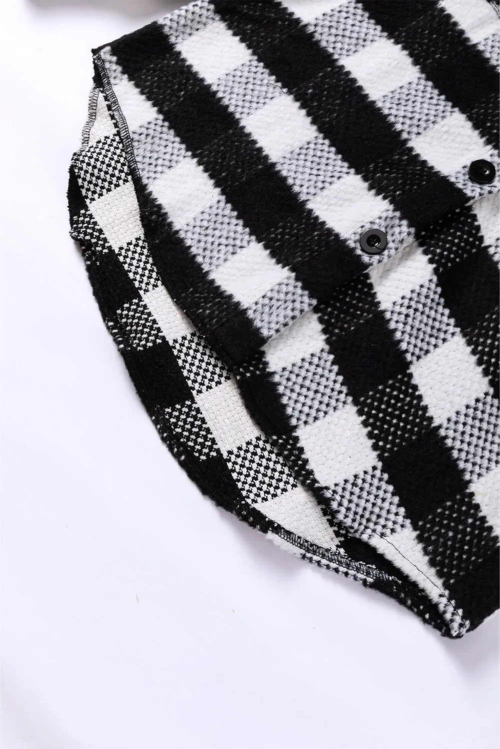 Black Plaid Textured Flap Pocket Shacket eAura