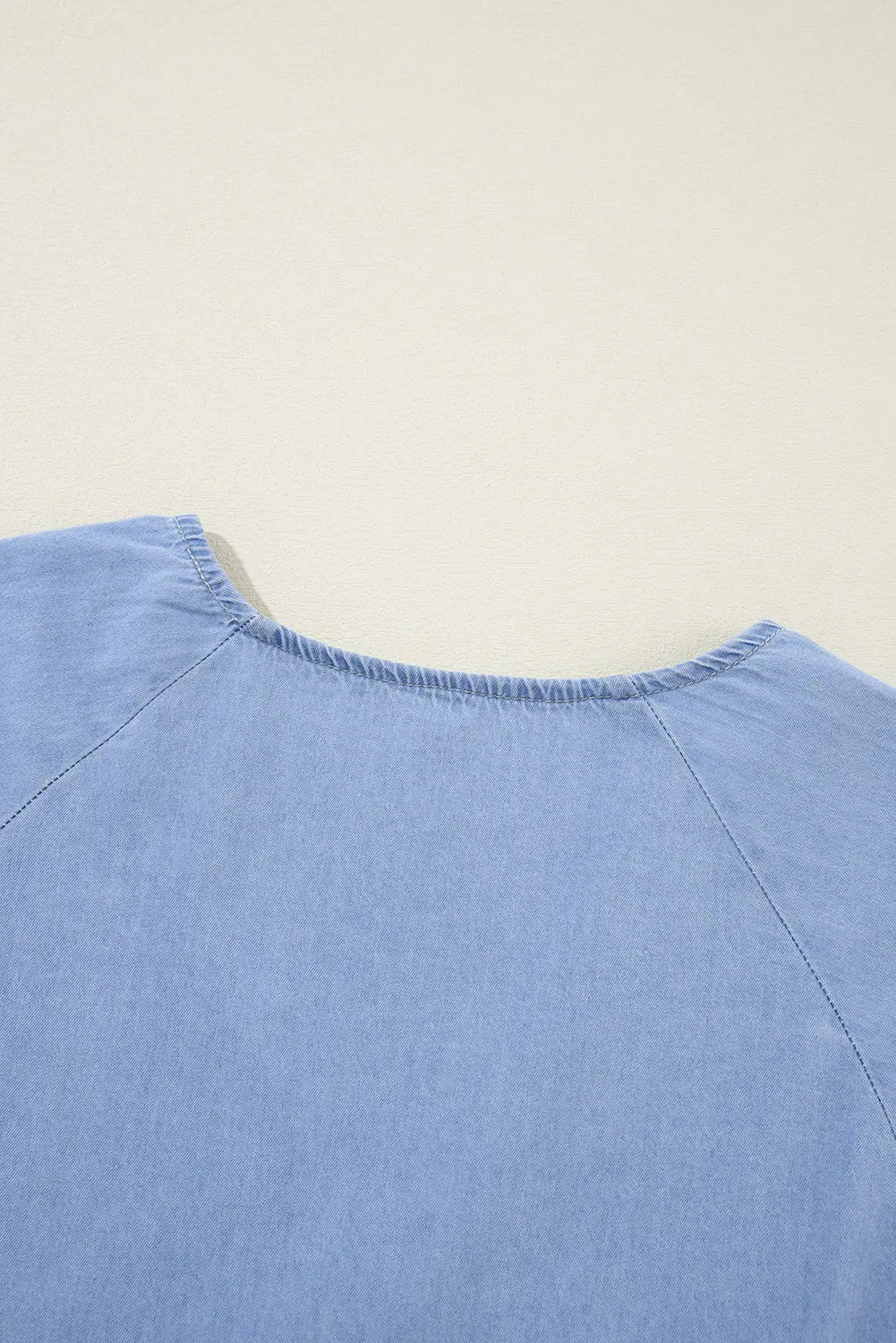 Black Puff Sleeve V Neck Tiered Ruffled Chambray Mini Dress Beagle Boutique Fashion Outlet