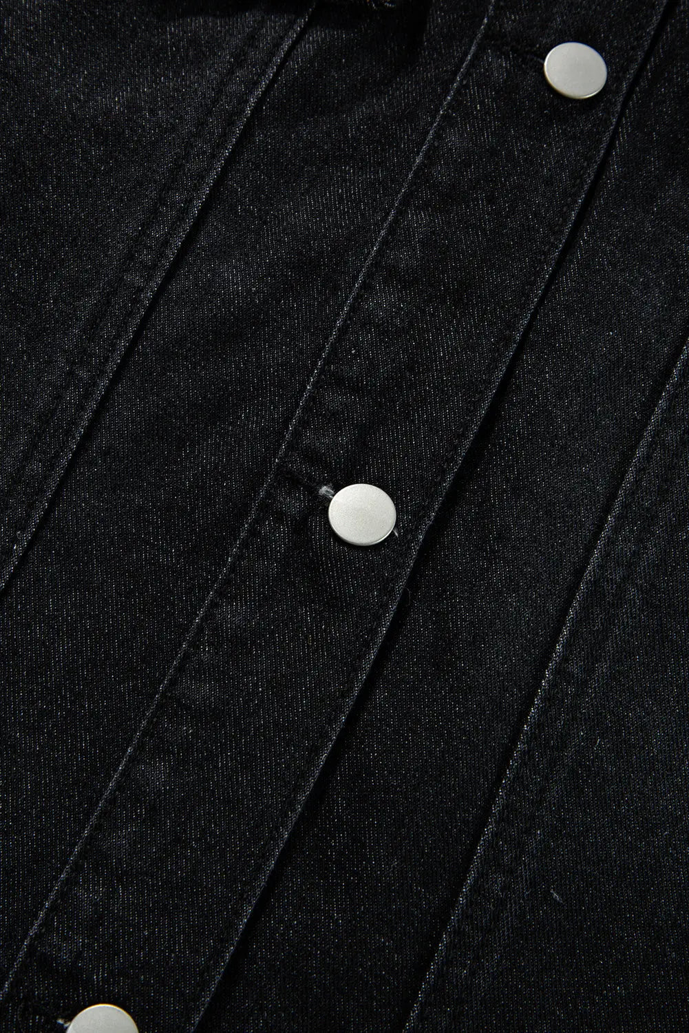 Black Raw Edge Ruffled Short Sleeve Denim Jacket - eAura