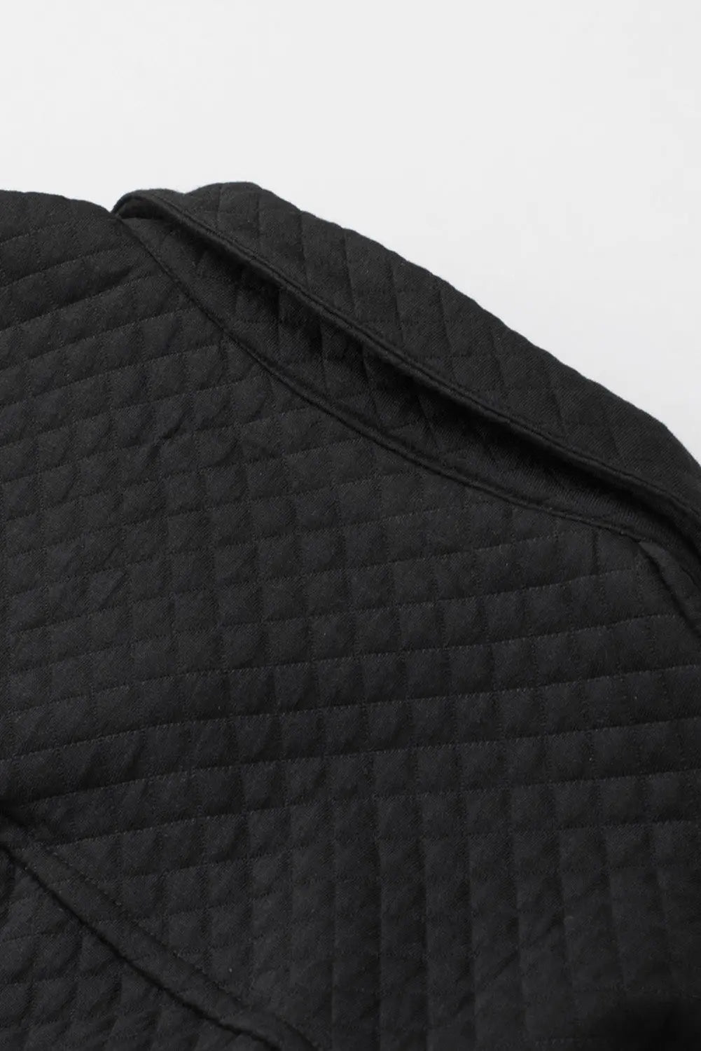 Black Retro Quilted Flap Pocket Button Shacket - eAura