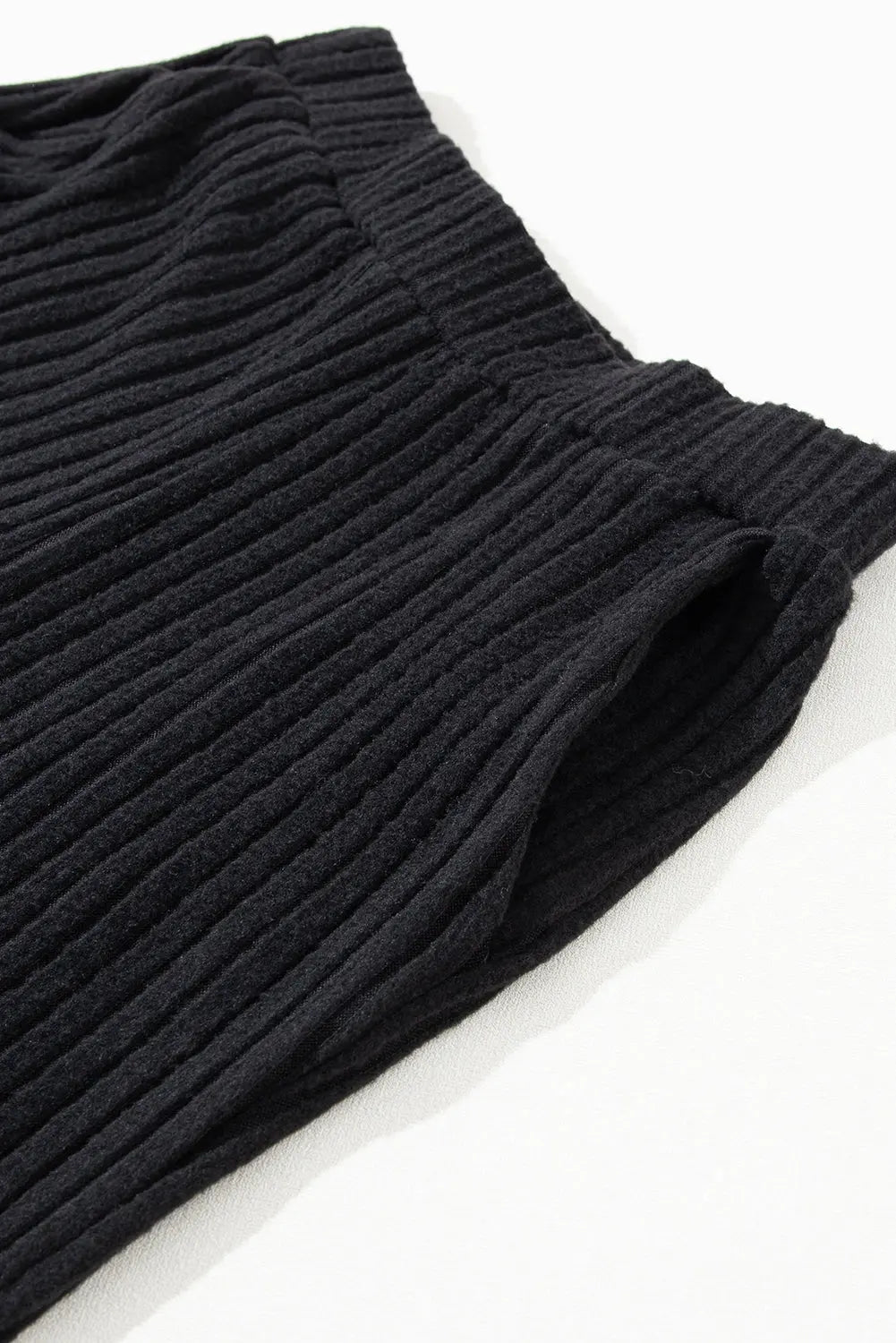 Black Ribbed Knit V Neck Slouchy Two-piece Outfit eAura