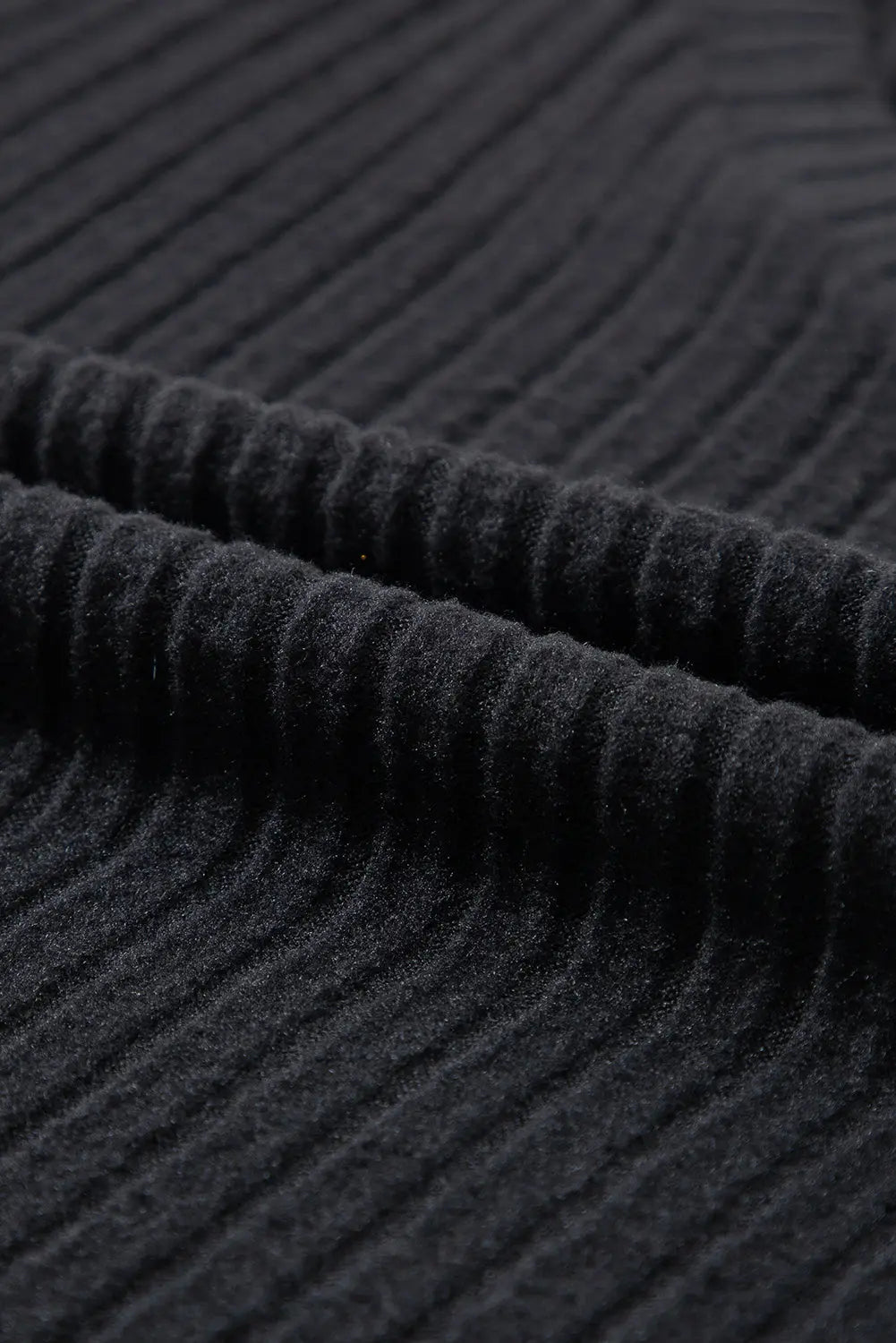 Black Ribbed Knit V Neck Slouchy Two-piece Outfit eAura