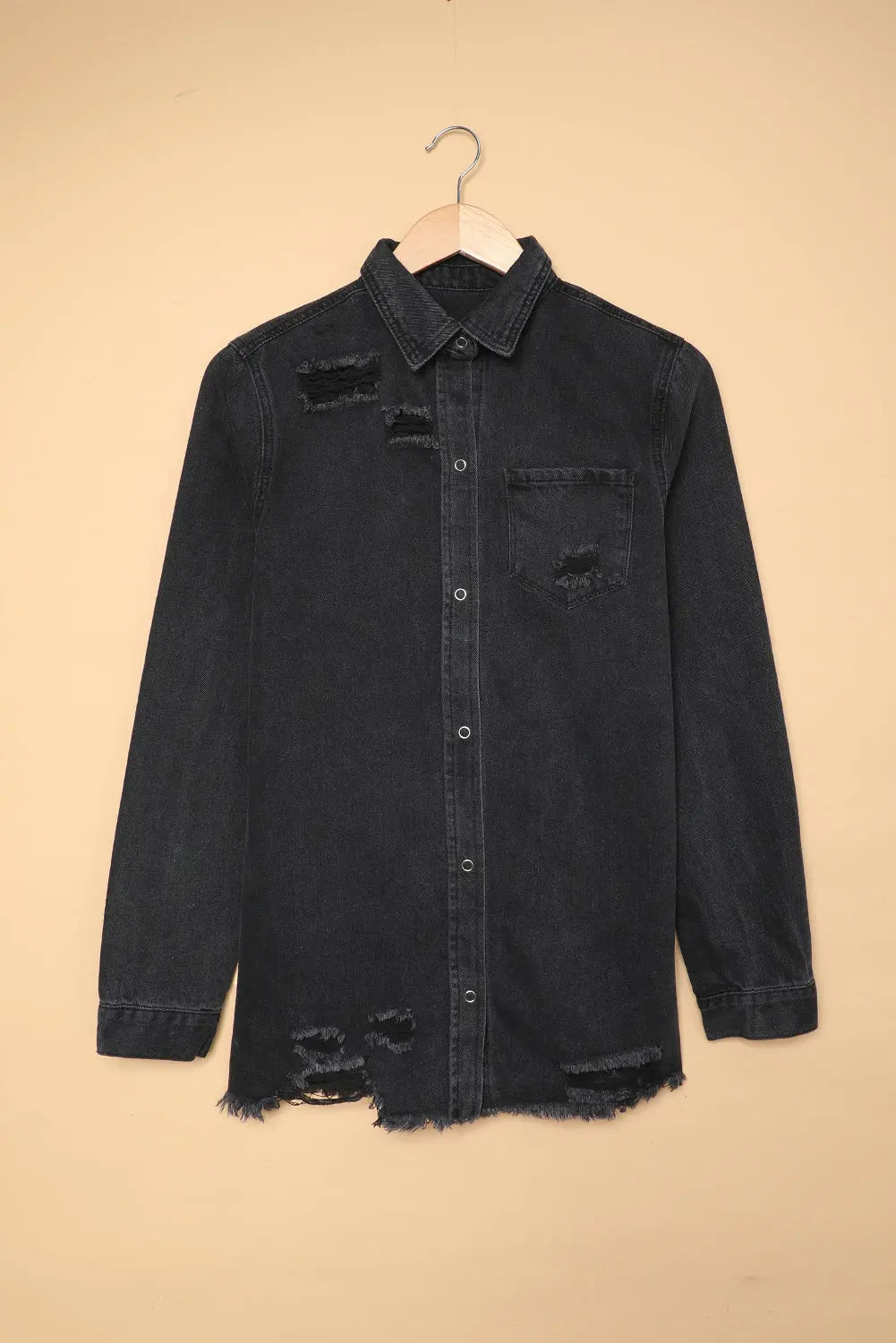 Black Ripped Denim Jacket eAura