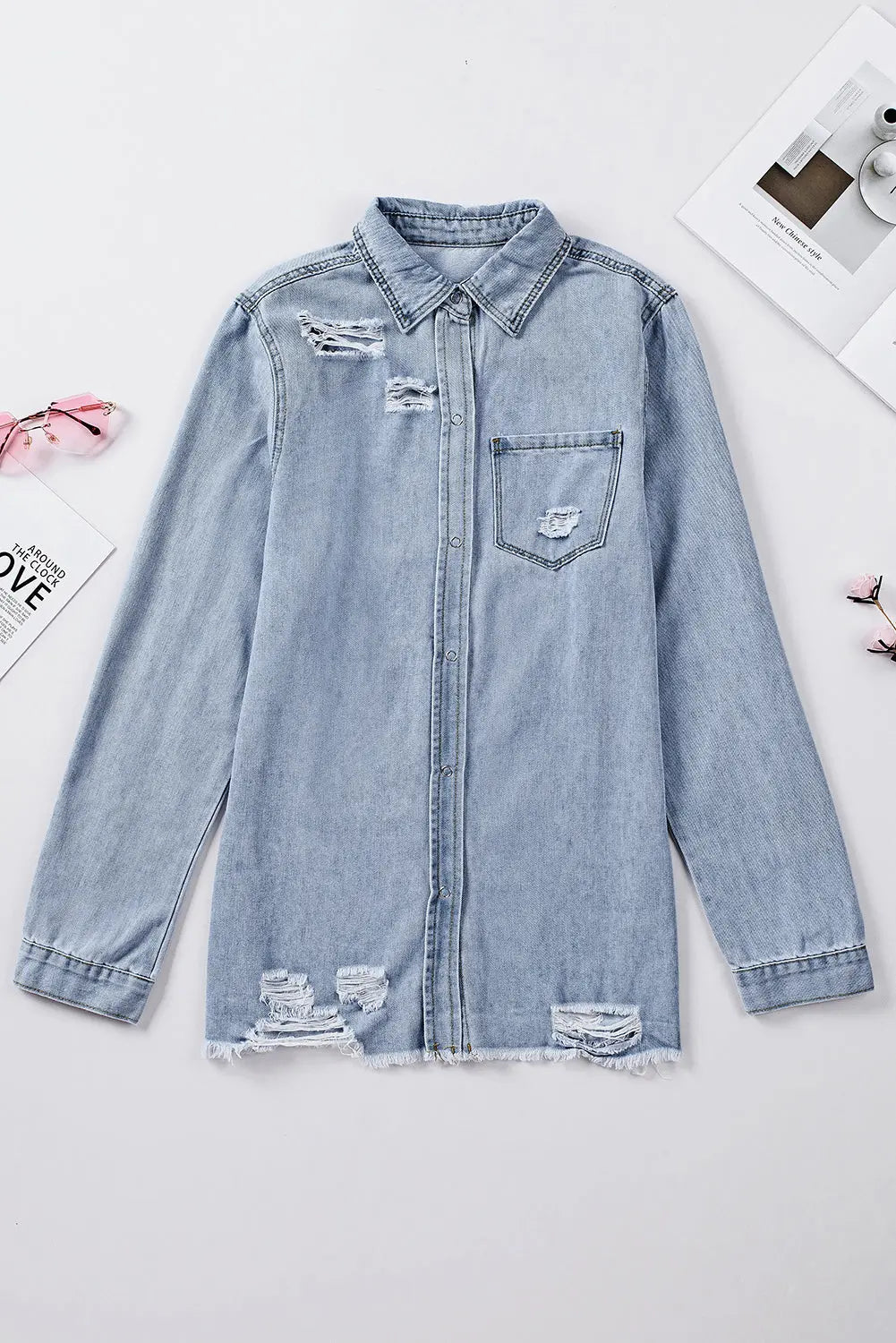 Black Ripped Denim Jacket eAura
