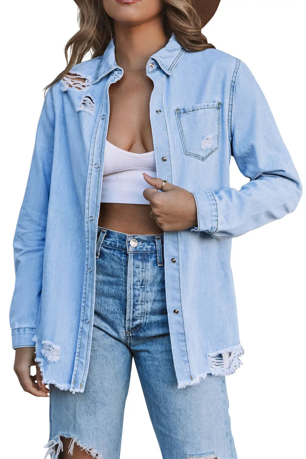 Black Ripped Denim Jacket eAura