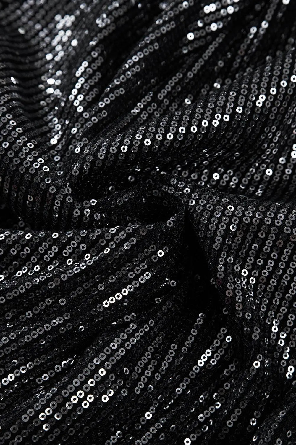Black Sequin Mesh Long Sleeve Surplice Neck Bodysuit - BB Fashion Outlet