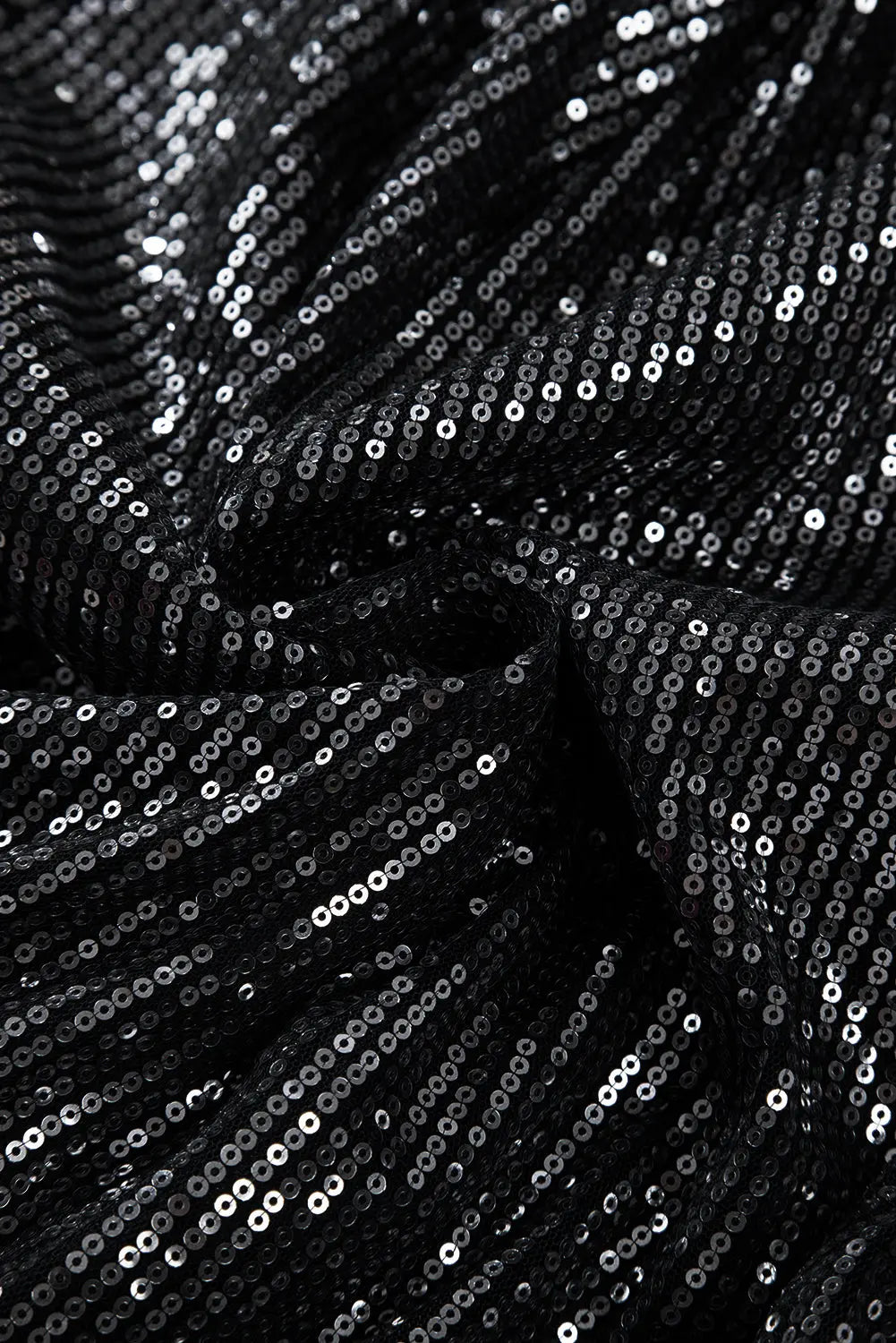 Black Sequin Mesh Long Sleeve Surplice Neck Bodysuit - BB Fashion Outlet