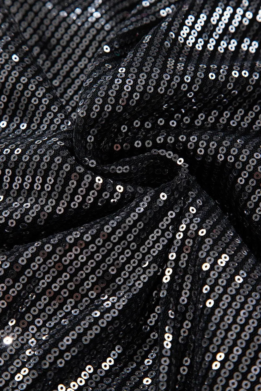 Black Sequin Mesh Long Sleeve Surplice Neck Bodysuit - BB Fashion Outlet