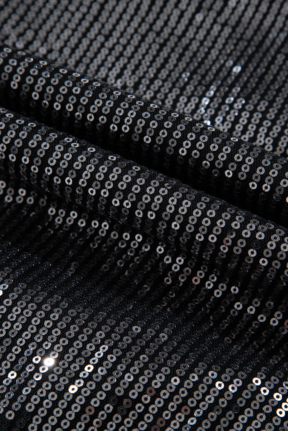 Black Sequin Mesh Long Sleeve Surplice Neck Bodysuit - eAura