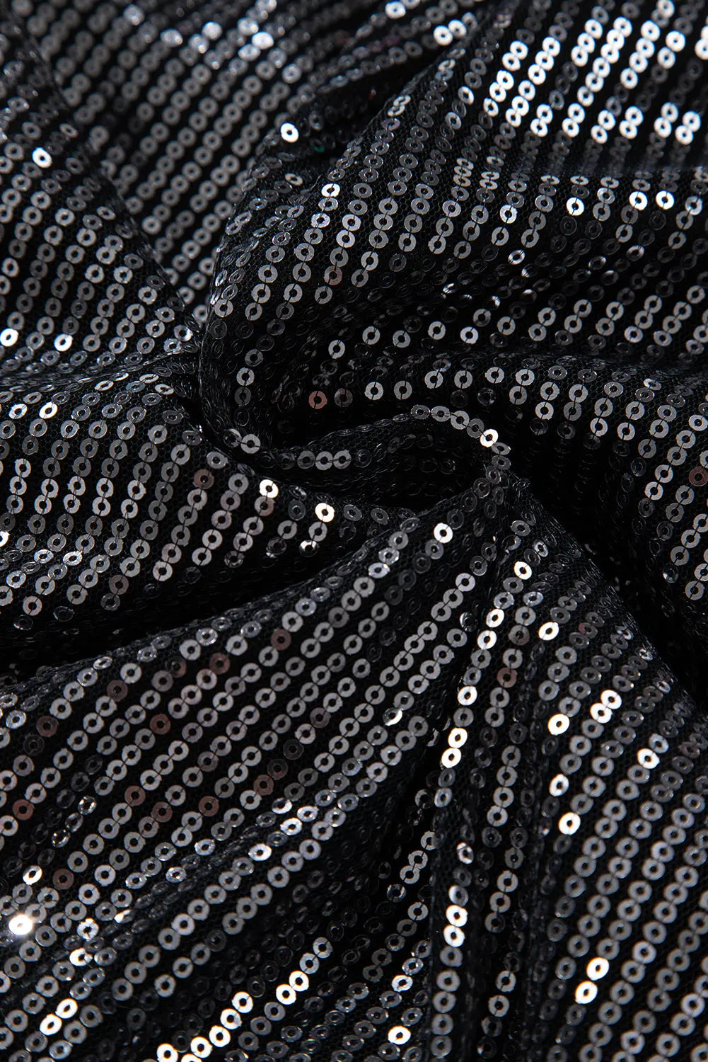 Black Sequin Mesh Long Sleeve Surplice Neck Bodysuit - eAura