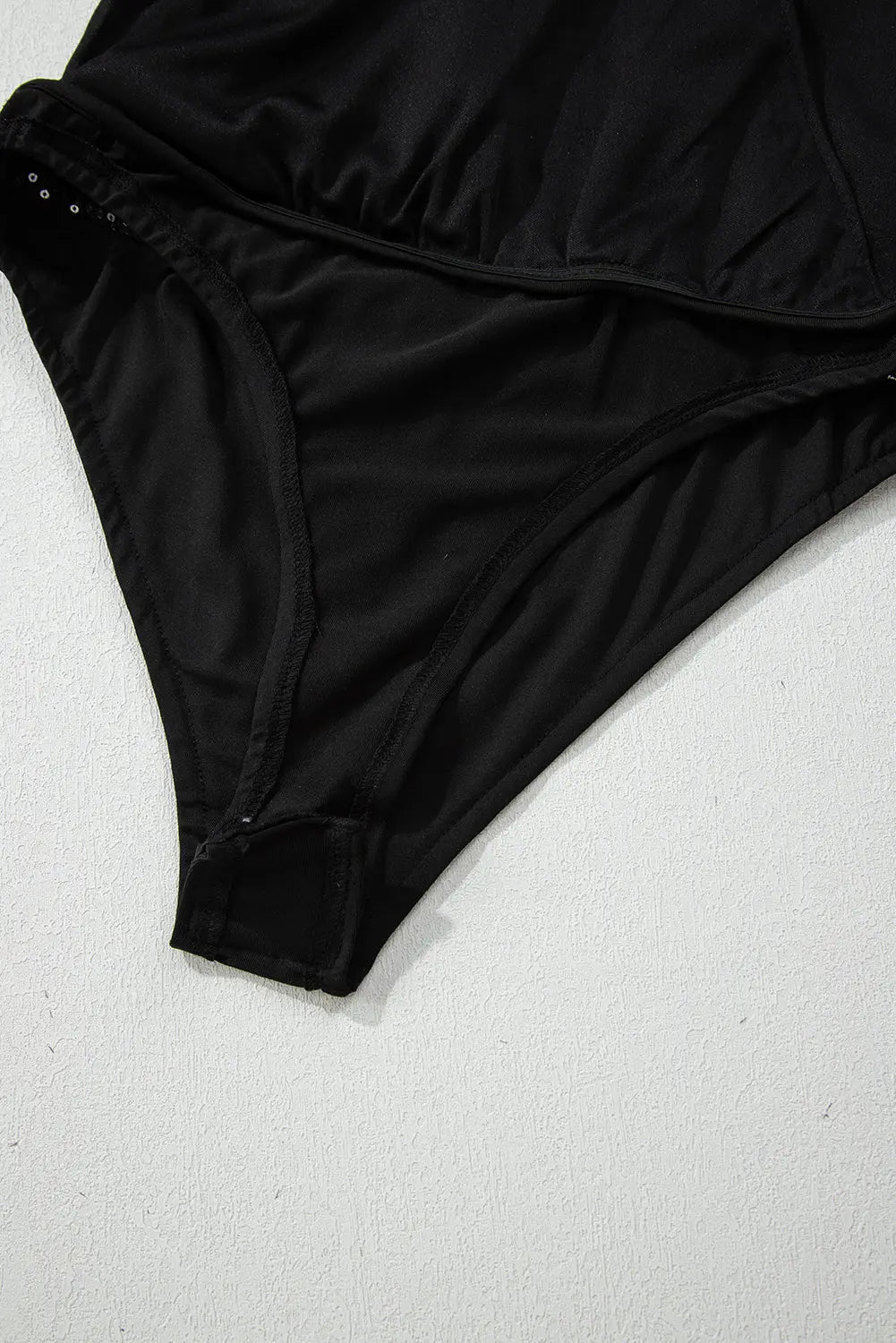 Black Sequin Mesh Long Sleeve Surplice Neck Bodysuit - eAura