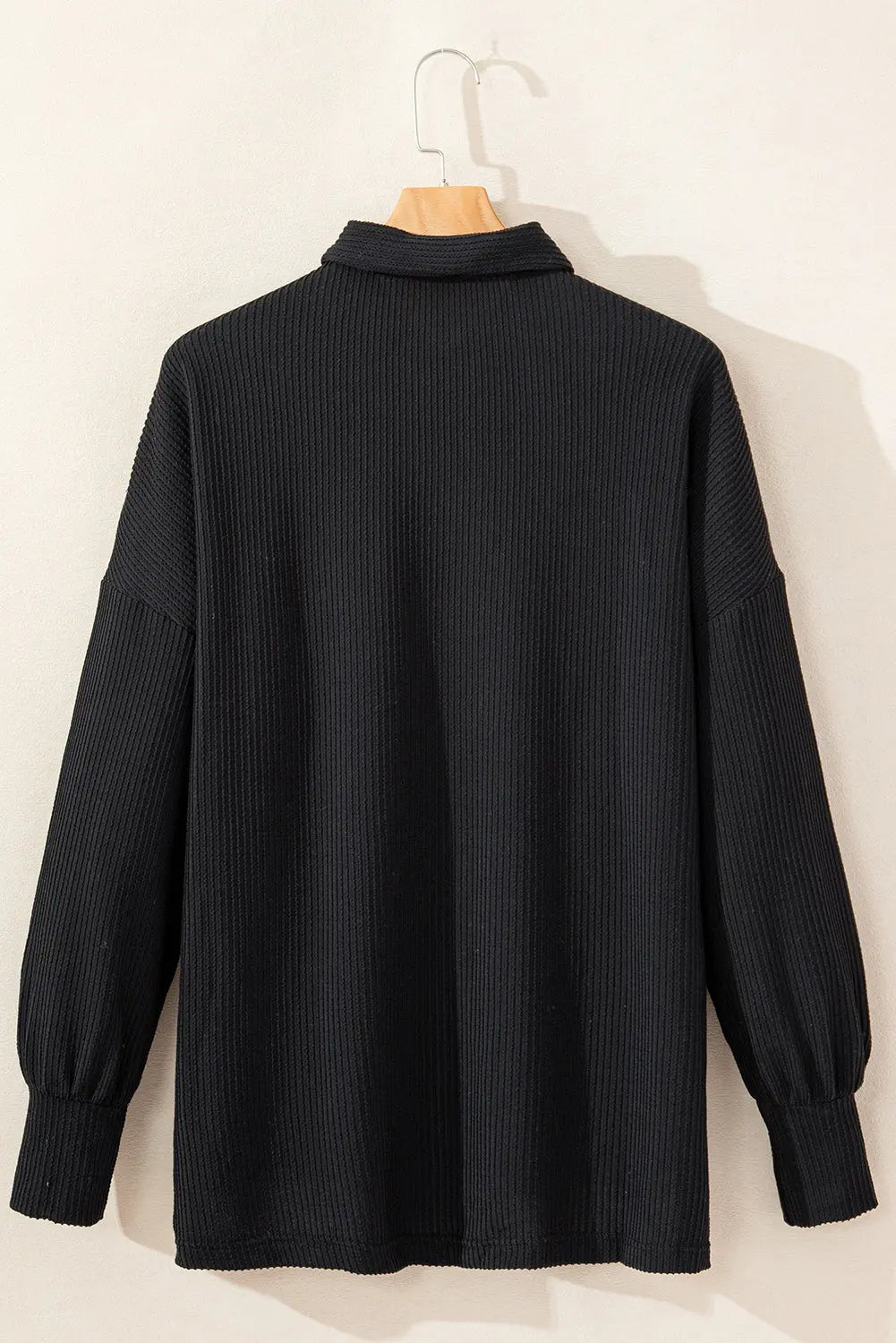 Black Sequin Patch Chest Pocket Corduroy Shacket - eAura