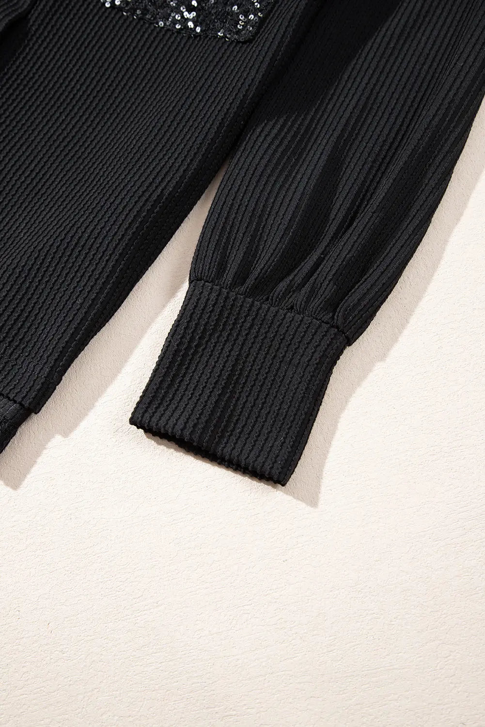 Black Sequin Patch Chest Pocket Corduroy Shacket - eAura