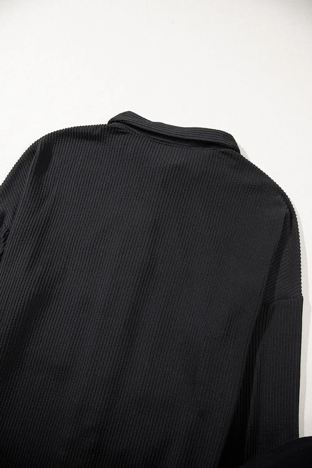 Black Sequin Patch Chest Pocket Corduroy Shacket - eAura